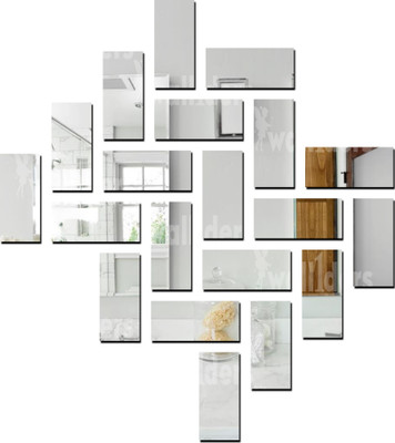 wall1ders 69 cm 20 Rectangle Silver Self Adhesive Sticker(Pack of 20)