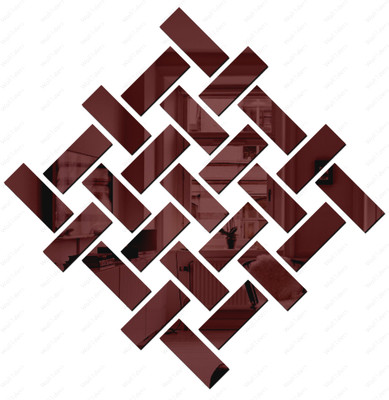 wall1ders 15 cm 25 Rectangle Brown - Acrylic Mirror Wall Sticker's Self Adhesive Sticker(Pack of 1)