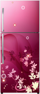 Sahaj Décor 60 cm abstract decorative 3d golden design with black background full fridge cover extra large fridge sticker ( covering area 60cm X 160cm ) Removable Sticker(Pack of 1)