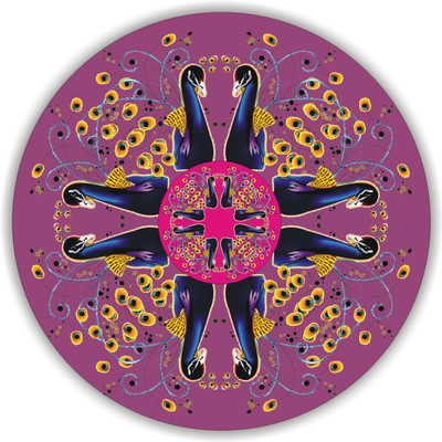 Jump up 45 cm Peacock art Self Adhesive Sticker(Pack of 1)
