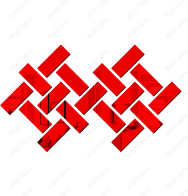 wall1ders 15 cm 20 Rectangle Red - Acrylic Mirror Wall Sticker's Self Adhesive Sticker(Pack of 1)