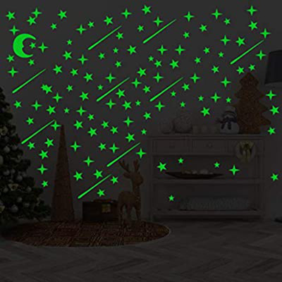 DreamKraft 25 cm Glow in the Dark Galaxy of Stars with Moon Radium Night Wall Stickers Self Adhesive Sticker(Pack of 1)