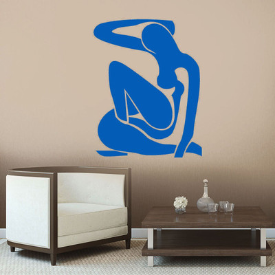 walkart 2.54 cm blue lady design Removable Sticker(Pack of 1)