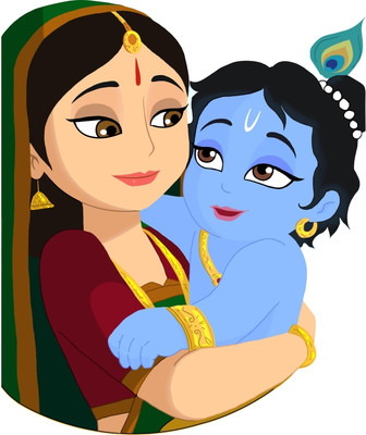 Azan Creation 43.18 cm Bal Krishna Wall Sticker for Bedroom Size - 43X58 CM Self Adhesive Sticker(Pack of 1)