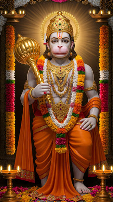 swaroopa 16.5 inch hanuman ji sticker Self Adhesive Sticker(Pack of 1)