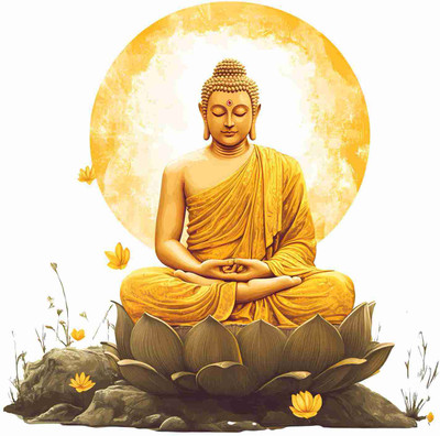 SkyOlla 60 cm Buddha Wall Sticker – Self Adhesive Vinyl Décor for Kids’ Room, Nursery Room Self Adhesive Sticker(Pack of 1)