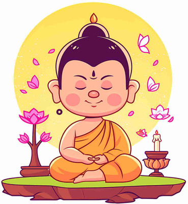 SkyOlla 60 cm Buddha Wall Sticker – Self Adhesive Vinyl Décor for Kids’ Room, Nursery Room Self Adhesive Sticker(Pack of 1)