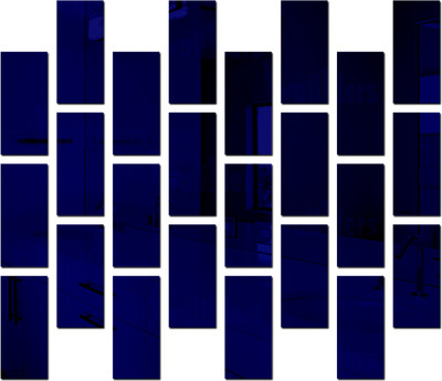 wall1ders 51 cm 24 Rectangle Blue Self Adhesive Sticker(Pack of 24)