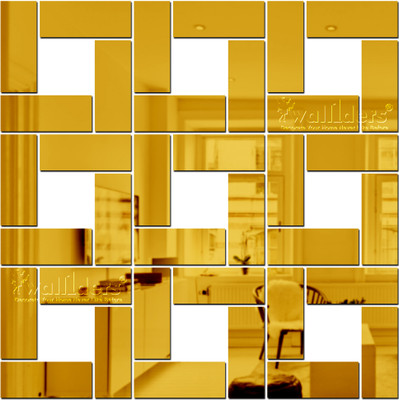 wall1ders 75 cm Rectangle40Golden_WFLP Self Adhesive Sticker(Pack of 40)