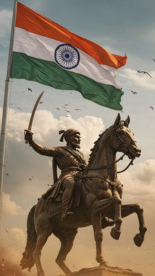 swaroopa 16.5 inch Chatrapati Shivaji maharaj sticker Self Adhesive Sticker(Pack of 1)