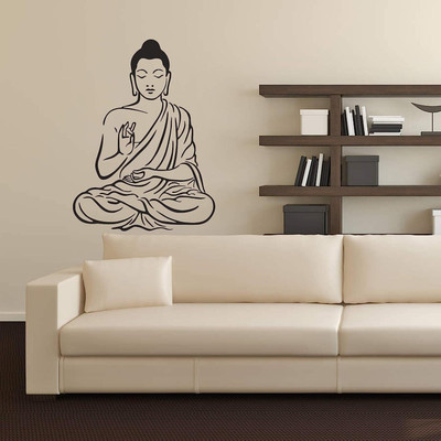 crystalsign 70 cm Meditation God Buddha Wall Stickers PVC Vinyl ( black wall sticker) Self Adhesive Sticker(Pack of 1)
