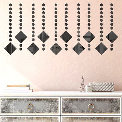 wall1ders 10 cm 4 Inch 10 Square with 100 Dots Black - Acrylic Mirror Wall Sticker's Self Adhesive Sticker(Pack of 1)
