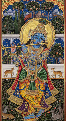 swaroopa 16.5 inch shri krishna sticker Self Adhesive Sticker(Pack of 1)