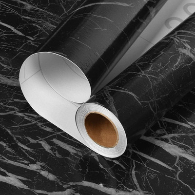 ASKCREW Vinyl Abstract Black Wallpaper(L x W: 200 cm x 60 cm)