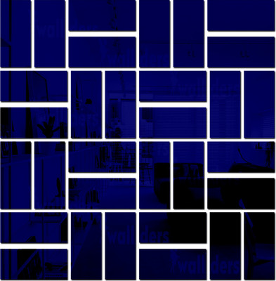 wall1ders 60 cm 30 Rectangle Blue Self Adhesive Sticker(Pack of 30)