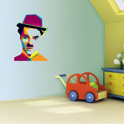 Divine Printry 56 cm Size, Charlie Chaplin Wall Self Adhesive Sticker(Pack of 1)
