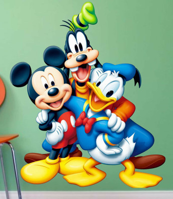 RNG 60 cm Mickey mouse, Donald Duck and Goofy (all disney group cartoons) 3d wall stickers in hd quality Self Adhesive Sticker(Pack of 1)