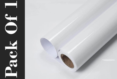 Wallcol 200 cm Plain White Waterproof Wallpaper For Furniture,Kitchen,Fridge,Door,Wall Etc. Self Adhesive Sticker(Pack of 1)