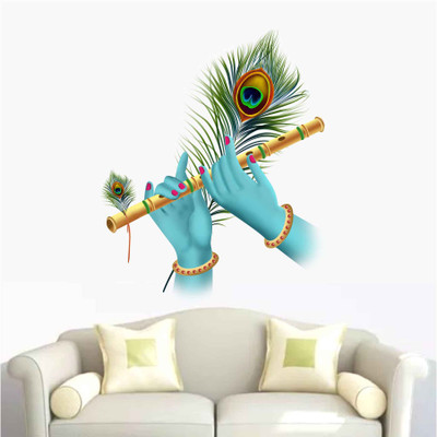 Azan Creation 53 cm Krishna flute Wall sticker & Mural sticker Size - 53x58cm Self Adhesive Sticker(Pack of 1)
