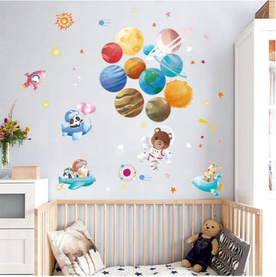 SmartWindow 60 cm Planet Space Cartoon Kids Home Décor Wallsticker (60CM x 90CM) Self Adhesive Sticker(Pack of 1)