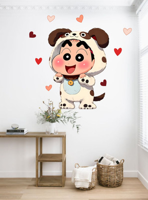 SAM 48 cm Pvc Vinyl Wall Stickers ,Cute Shinchan Cartoon With Little Love Hearts Self Adhesive Sticker(Pack of 1)