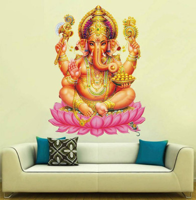 parth décor 60 cm ganesha 3D wall sticker Self Adhesive Sticker(Pack of 1)
