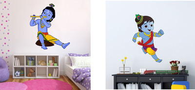Divine Printry 58 cm Size, LittleTwo Shree Krishna Design Wall Self Adhesive Sticker(Pack of 1)