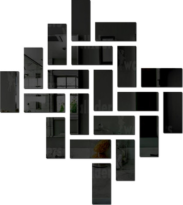 wall1ders 69 cm 20 Rectangle Black Self Adhesive Sticker(Pack of 20)