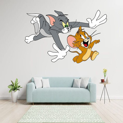 CreativeEdge 70 cm Tom and Jerry Wall Sticker Self Adhesive Sticker(Pack of 1)