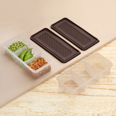 MAGICSPOON Polypropylene Fridge Container  - 1900 ml(Pack of 2, Brown, Multicolor)