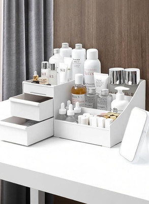 tvAt Heavy Quality Makeup Cosmetic Organizer Box Storage Box(White)