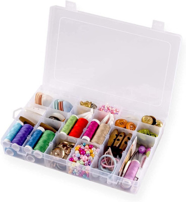 Shivaansh Multipurpose 36 Compartment Grid Storage Box For Jewellery,Cosmetic Items ETC / ORGANIZE THE ITEMS / Vanity Box(TRANSPARENT)