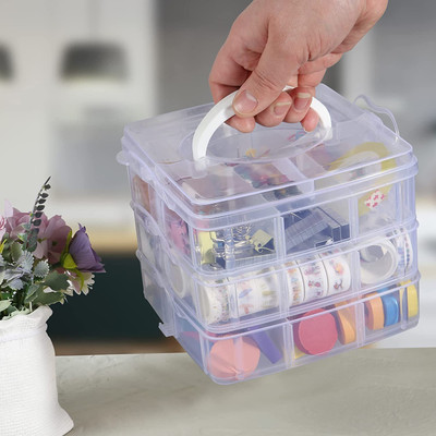 fp omart 3-Layer 18-Grid Adjustable Jewelry Organizer Storage Box Cosmetic Make Up Organizer Storage Box, Case with Removable Dividers, Vanity Box Vanity Box(White)