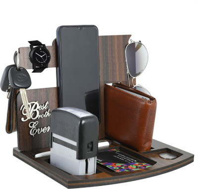 AVTEJRA 10 Compartments Wooden (mdf) Desk Organizer(Wange Color)