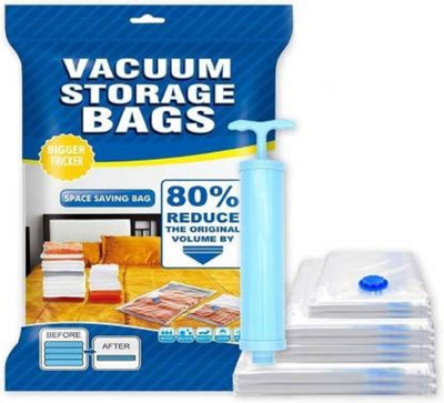 Cltllzen Zip lock Vacuum Storage Space Saver Bags with Compact Hand Pump High Volume Travel Storage Vacuum Bags(Pack of 5)