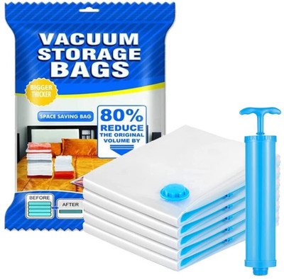 ABlue Clipper Reusable Ziplock Space Saver Compression Sealer Bags with Manual Pump Travel Storage Vacuum Bags(Pack of 1)