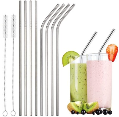 Divyanshi Straight Drinking Straw(Silver, Pack of 8)