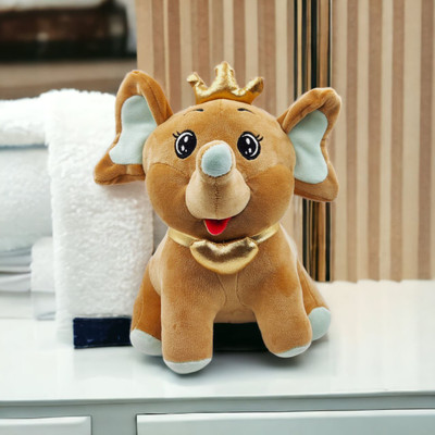 Puchu Toys Crown Elephant Stuffed Soft Plush Toy - (brown, 30cm)  - 30 cm(Brown)