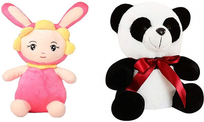 sai ji Sunflower Doll with Panda Teddy Bear Cute & Soft Plush Toy Combo for Kids  - 30 cm(Multicolor)