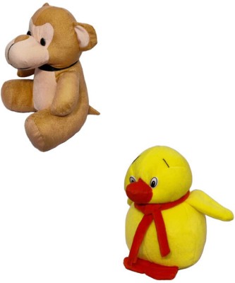 Cutepie Soft Toys Combo Pack |Monkey and Duck|stuffed animals (Pack of 2)  - 20 cm(Multicolor)