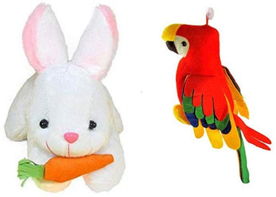 SHIVANGI COLLECTIONS SHIVANGI-Carrot Rabbit /Jinggle Music Parrot Combo Teddy Soft Toys 25cm  - 25 cm(Multicolor)