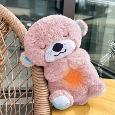 CravingKart Breathing Teddy Bear Soft Toy Gift for Kids & Newborns Baby with Music & Lights  - 30 cm(Pink)