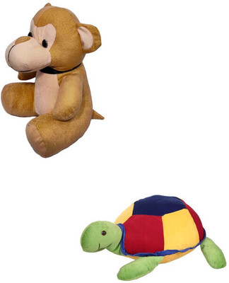 Cutepie Soft Toys Combo Pack| Stuffed animals || Monkey and Turtle (Pack of 2)  - 20 cm(Multicolor)