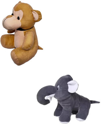 Cutepie Soft Toys Combo Pack |Monkey and Elephant| stuffed animals (Pack of 2)  - 20 cm(Multicolor)