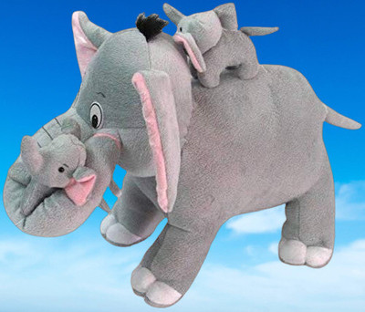 SHIVANGI COLLECTIONS SHIVANGI-Grey Elephant With Family Soft Toys  - 32 cm(Multicolor)