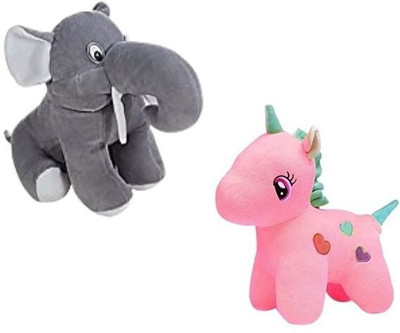 Cutepie Super Soft Toy Combo Pack of 2 (Elephant & Dragon)  - 30 cm(Multicolor)