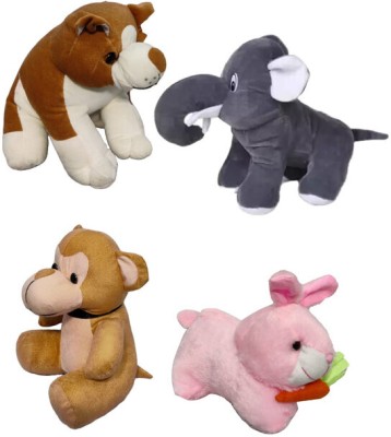 Cutepie Soft Toys Combo Pack | Stuffed Animals|Dog, elephant, Monkey, Rabbit (Pack of 4)  - 20 cm(Multicolor)