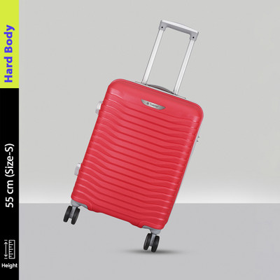 TrekLite Small Cabin & Check-in Set (55 cm) 8 Wheels - Hard Sided,Combination Lock,8 Wheel Trolley Bag For Unisex-Red - Red