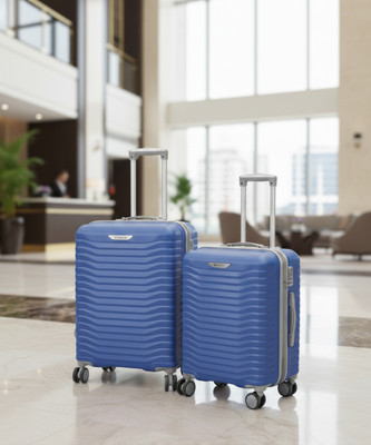 TrekLite Hard Body Set of 2 Luggage 8 Wheels - Hard Sided,Combination Lock,8 Wheel Trolley Bag For Unisex-Royal Blue - Blue
