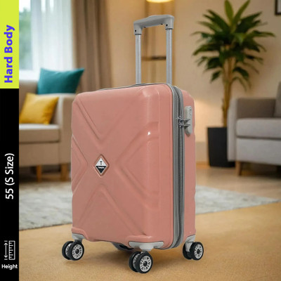 Trumpkin Small Cabin Luggage (55 cm) 4 Wheels - Trolley Bags for Travel, 4 Wheel Small Luggage, Hard Side Cabin Bag - Pink